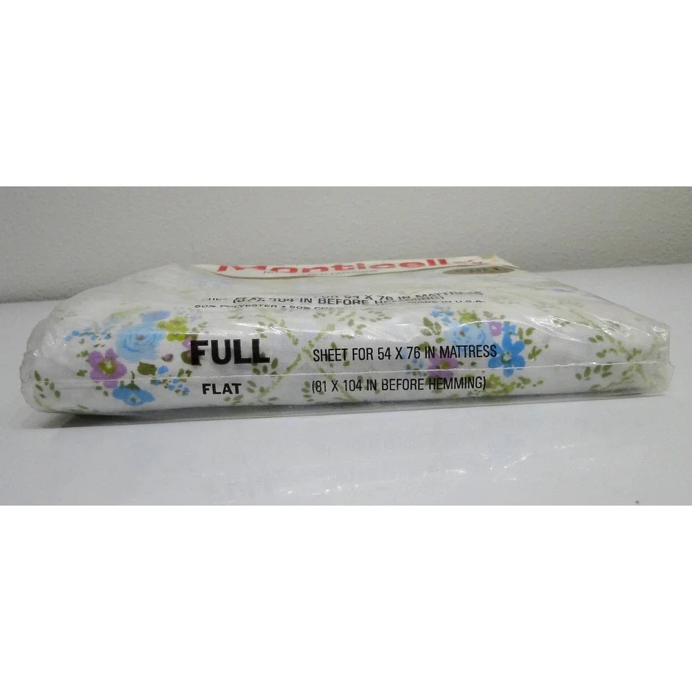 Vintage Cannon Monticello Full Flat Sheet Plantation Bouquet Floral Muslin USA